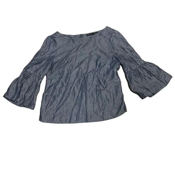 White House black market chambray adorable bell sleeve top size 8 - Picture 1 of 3